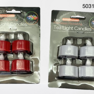 SET VELA C/PILA 4/1 3.5X3.5CM RJO/BLANCO