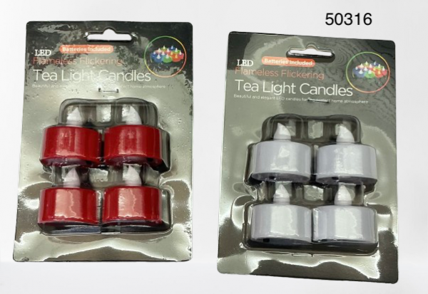 SET VELA C/PILA 4/1 3.5X3.5CM RJO/BLANCO