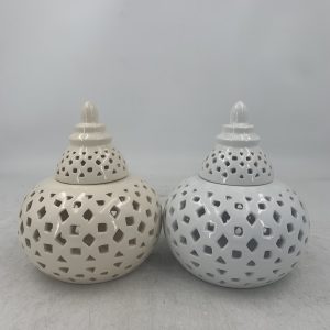 FLORERO C/TAPA DE PORCELANA 18.5X18.5X22CM