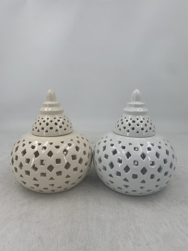 FLORERO C/TAPA DE PORCELANA 18.5X18.5X22CM