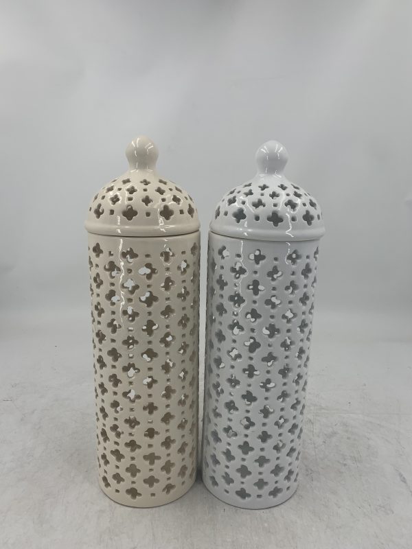 FLORERO C/TAPA DE PORCELANA 12.5X12.5X40CM