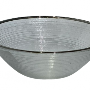 FUENTE DE CRISTAL ORILLA PLATEADA 15.5X5CM