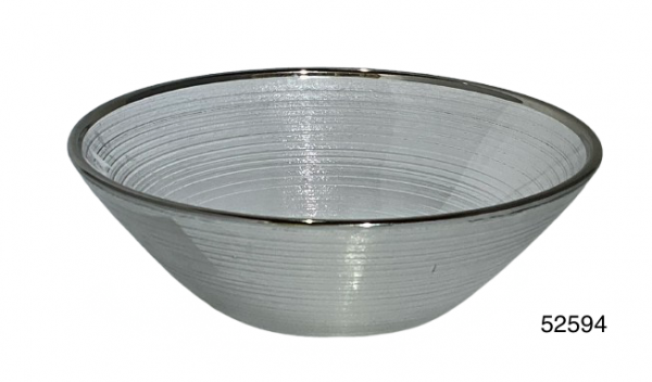 FUENTE DE CRISTAL ORILLA PLATEADA 15.5X5CM