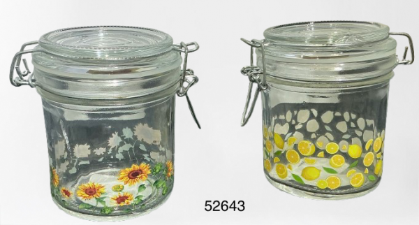 ENVASE CRISTAL C/TAPA+DISENO 8.4X8.4X10.2CM