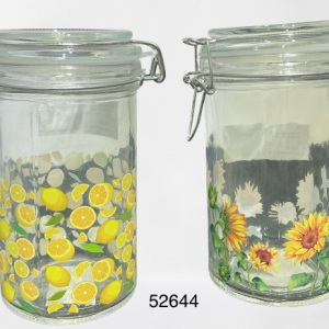 ENVASE CRISTAL C/TAPA+DISENO 8.4X8.4X15CM