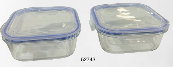 ENVASE CRISTAL CUADR C/TAPA 1230ML 18X18X7CM