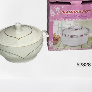 CASEROLA RDDA PORCELANA ORILLA DOR C/TAPA 21.5X14.5CM