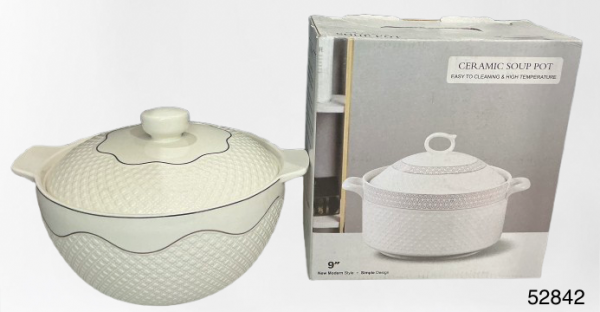 CASEROLA RDDA PORCELANA C/TAPA ORILLA DOR 27.5X11.5CM