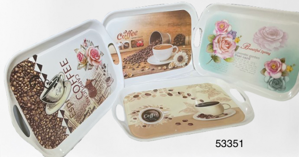 BANDEJA DE MELAMINA RECTANGULAR C/DISEÑO 18CM