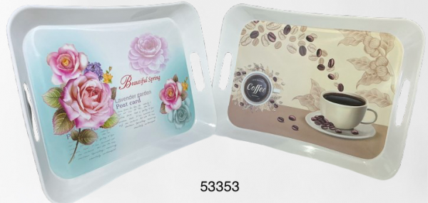 BANDEJA DE MELAMINA RECTANGULAR C/DISEÑO 17CM