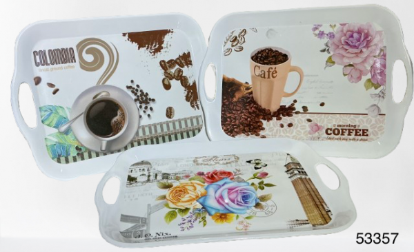 BANDEJA DE MELAMINA RECTANGULAR C/DISEÑO 14.25CM