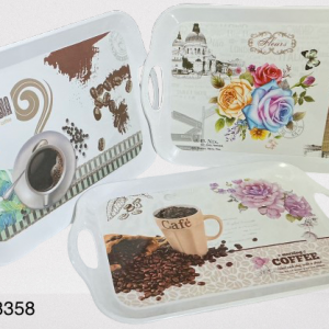 BANDEJA DE MELAMINA RECTANGULAR C/DISEÑO 16.75CM