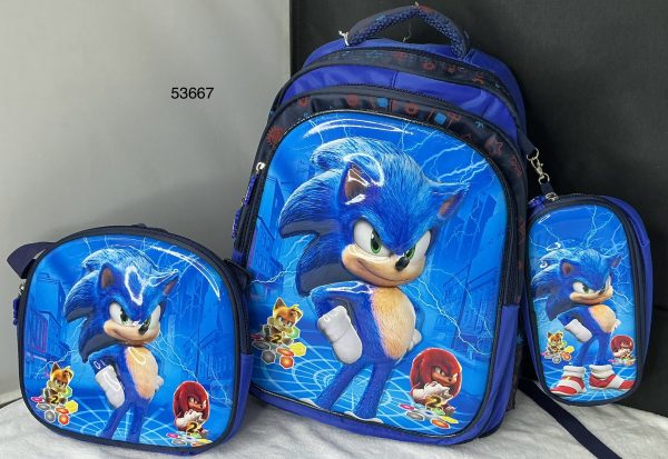 SET MOCHILA 40CM+LONCHERA+ESTUCHE C/DISENO