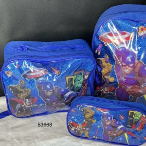 SET MOCHILA 30CM+LONCHERA+ESTUCHE C/DISENO VARON