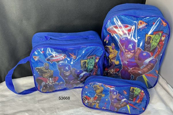 SET MOCHILA 30CM+LONCHERA+ESTUCHE C/DISENO VARON