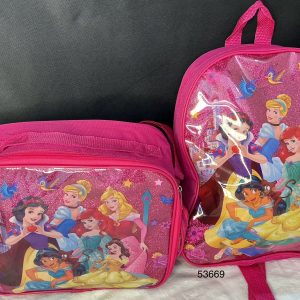 SET MOCHILA 30CM+LONCHERA+ESTUCHE C/DISENO HEMBRA