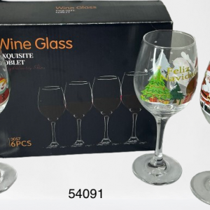 COPA CRISTAL P/VINO C/DIS NAVIDAD 6.2X19.8CM