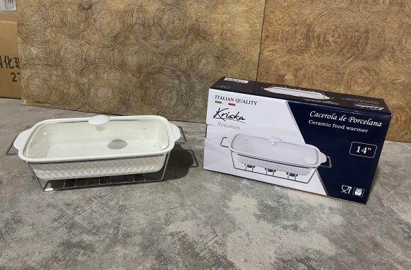KRISKA PYREX C/TAPA CRISTAL+BASE RECTANGULAR 14"