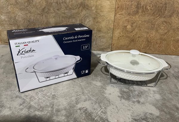 KRISKA PYREX C/TAPA CRISTAL+BASE OVALADO 13"