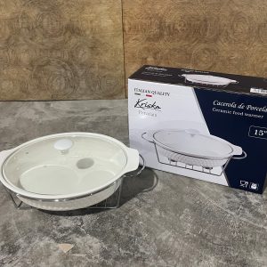 KRISKA PYREX C/TAPA CRISTAL+BASE OVALADO 15"