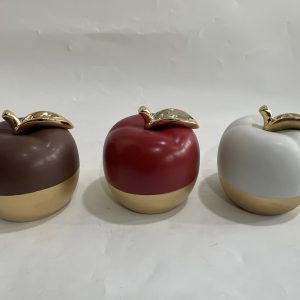 MANZANA DE CERAMICA 3COL 16X16X16CM BLANCA/MARRON/ROJA