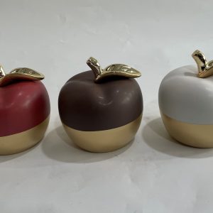 MANZANA DE CERAMICA 3COL 12X12X12.5CM BLANCA/MARRON/ROJA
