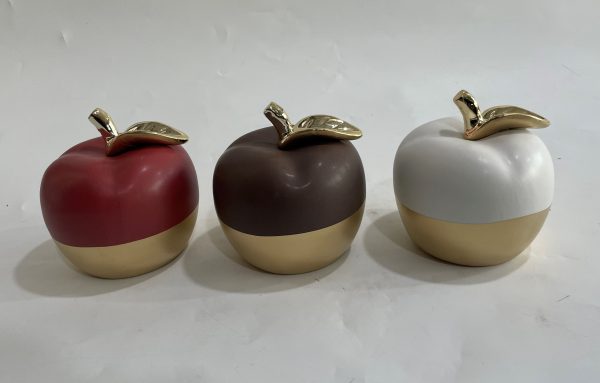 MANZANA DE CERAMICA 3COL 12X12X12.5CM BLANCA/MARRON/ROJA
