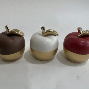 MANZANA DE CERAMICA 2COL 9.5X9.5X11CM BLANCA/MARRON/ROJA