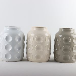 FLORERO PORCELANA CIRCULOS 18X18X24CM