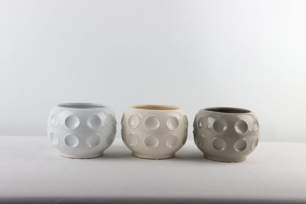 FLORERO PORCELANA CIRCULOS 21X21X15CM