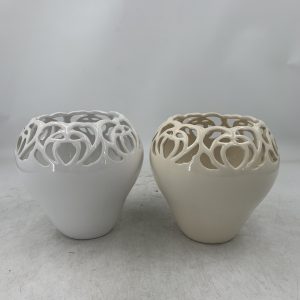 FLORERO PORCELANA BROCADO 16.5X16.5X16.5CM