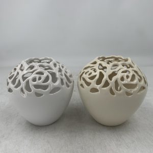 FLORERO PORCELANA BROCADO 22X22X22CM