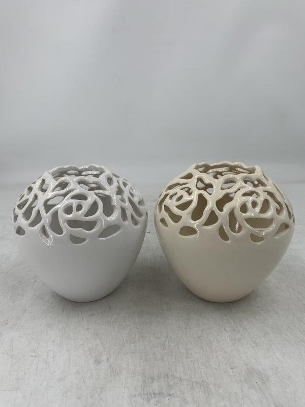 FLORERO PORCELANA BROCADO 22X22X22CM