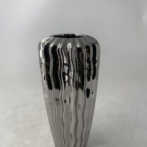 FLORERO DE PORCELANA PLATEADO 13.5X13.5X30CM