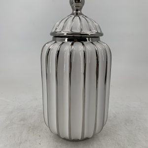 FLORERO PORCELANA C/TAPA BLANCO+PLAT 17X17X33.5CM