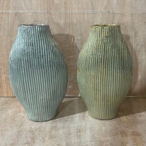 FLORERO DE PORCELANA 20x8.5x33 VRD+PLATA / VRD+DORADO
