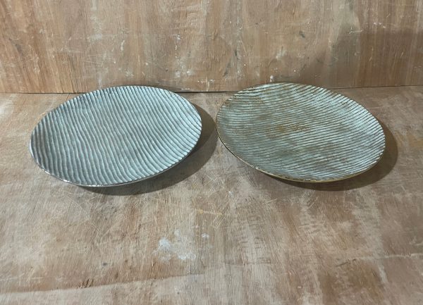 ADORNO PLATON PORCELANA REDONDO 30X30X3 VRD+PLATA / VRD+DORA