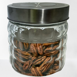 FRASCO CRISTAL C/TAPA METAL 13.6X13.6X11.8CM