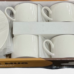 SET TAZA C/PLATILLO+CUCHARA BLANCO 18/1 CAJA