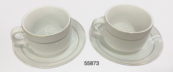 TAZA C/PLATILLO ORILLA DORADA 8X6CM
