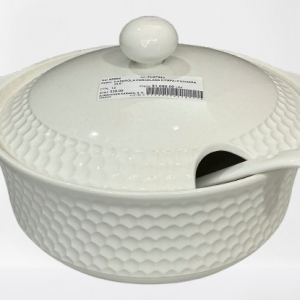 CASEROLA PORCELANA C/TAPA+CUCHARA 10.5"