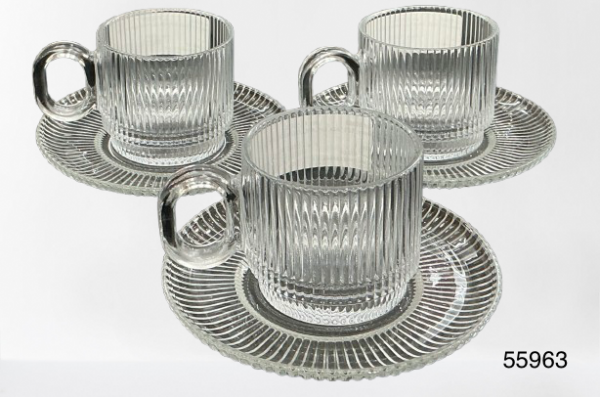 SET TAZA C/PLATILLO CRISTAL BROC 12/1