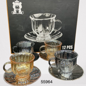 SET TAZA C/PLATILLO CRISTAL BROC COLORES 12/1