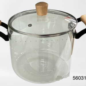 OLLA CRISTAL C/TAPA+AGARRE MADERA 5.5LT