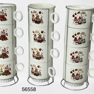 SET POZUELO+ESTANTE C/DISEÑO NAVIDAD 4/1 8.3X7.5CM