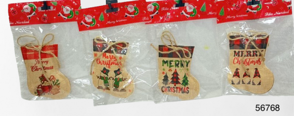 COLGANTE BOTA C/DISEÑO NAVIDAD 9.5X12CM