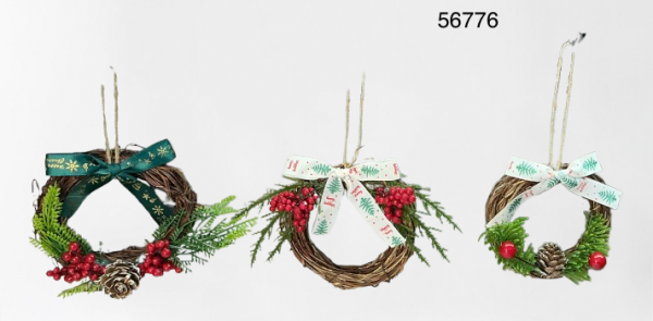 ADORNO COLGANTE CORONA NAVIDAD 12CM