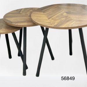 SET MESA MADERA REDONDA 3/1 30/40/50CM