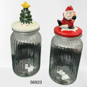 FRASCO DE CRISTAL C/TAPA NAVIDAD 9.3X10.7X27CM 1200ml