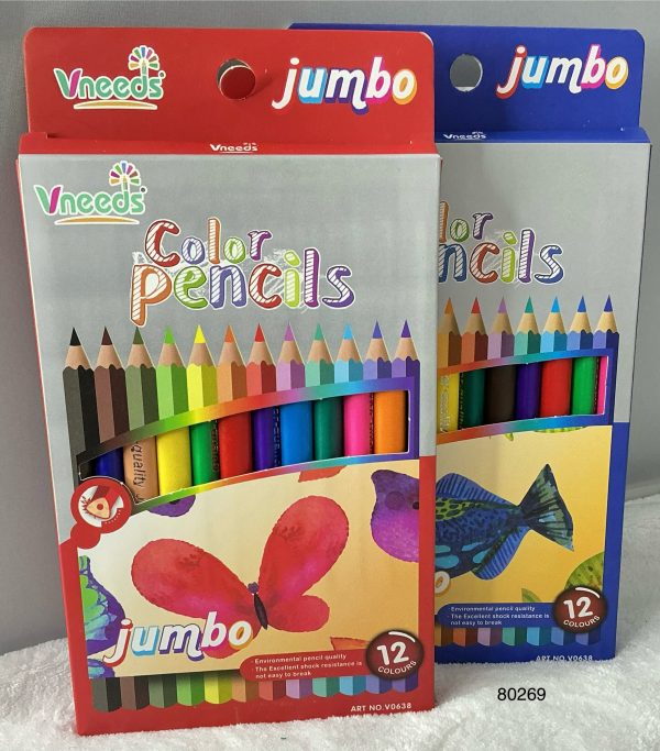 VNEEDS SET LAPIZ DE COLORES JUMBO 7" 12/1